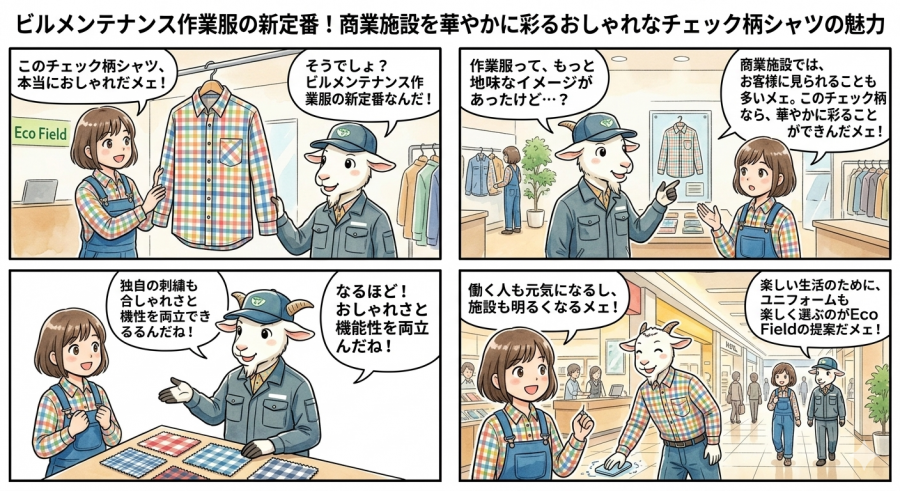 ビルメンテナンス作業服の新定番！商業施設を華やかに彩るおしゃれなチェック柄シャツの魅力