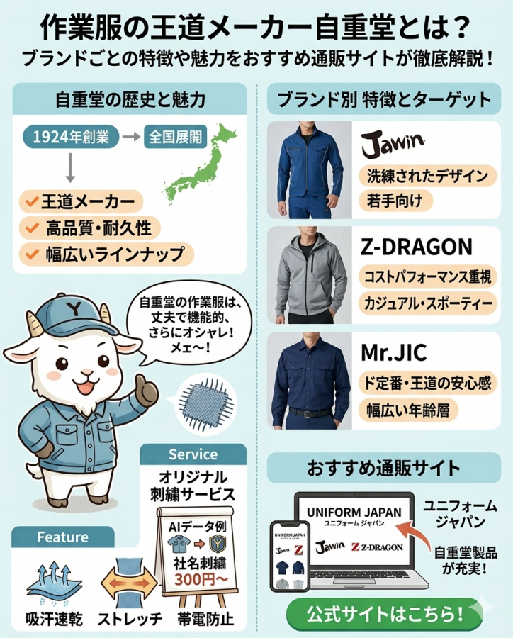 作業服の王道メーカー自重堂とは？ブランドごとの特徴や魅力をおすすめ通販サイトが徹底解説！