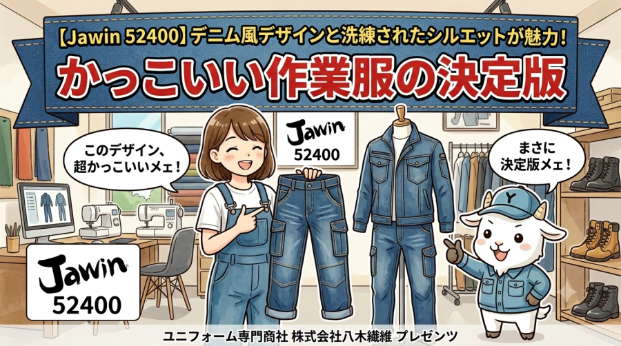 【Jawin 52400】デニム風デザインと洗練されたシルエットが魅力！かっこいい作業服の決定版