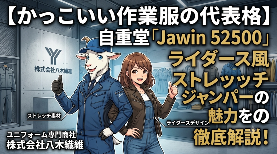【かっこいい作業服の代表格】自重堂「Jawin 52500」ライダース風ストレッチジャンパーの魅力を徹底解説！
