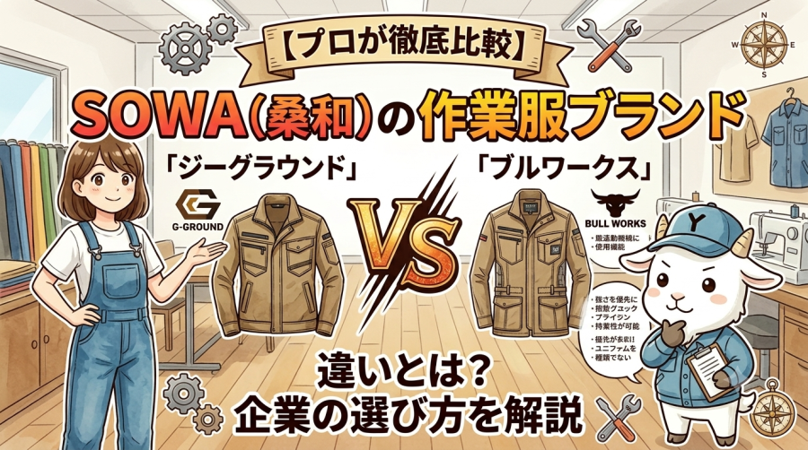 【プロが徹底比較】SOWA（桑和）の作業服ブランド「ジーグラウンド」と「ブルワークス」の違いとは？企業の選び方を解説