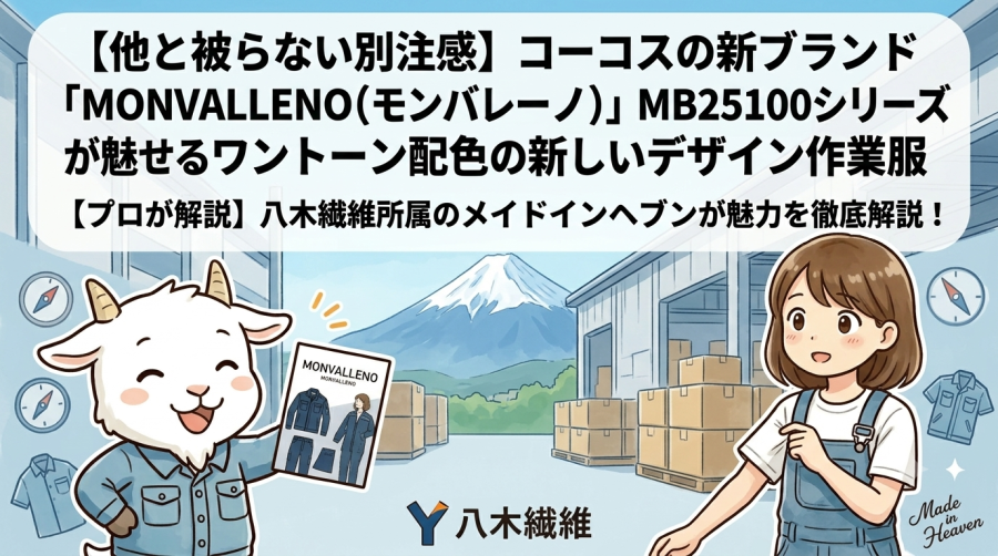 【他と被らない別注感】コーコスの新ブランド「MONVALLENO（モンバレーノ）」MB25100シリーズが魅せるワントーン配色の新しいデザイン作業服