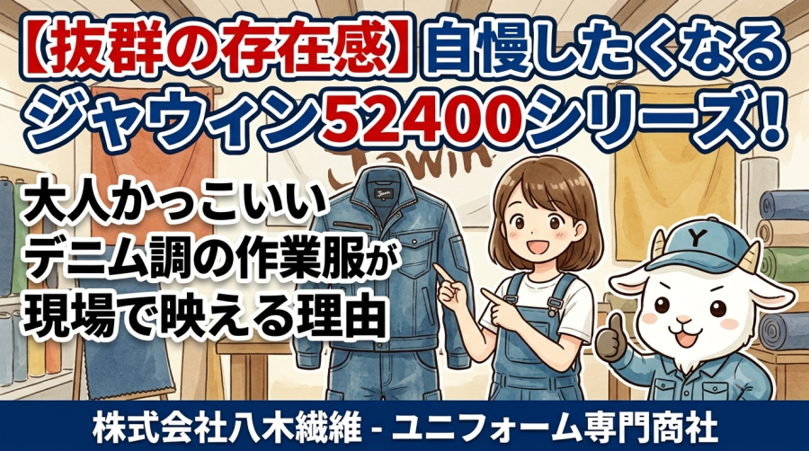 【抜群の存在感】自慢したくなるジャウィン52400シリーズ！大人かっこいいデニム調の作業服が現場で映える理由