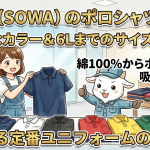 【桑和（SOWA）のポロシャツ解説】豊富なカラー＆6Lまでのサイズ展開！綿100％からポリ100％吸汗速乾まで選べる定番ユニフォームの魅力