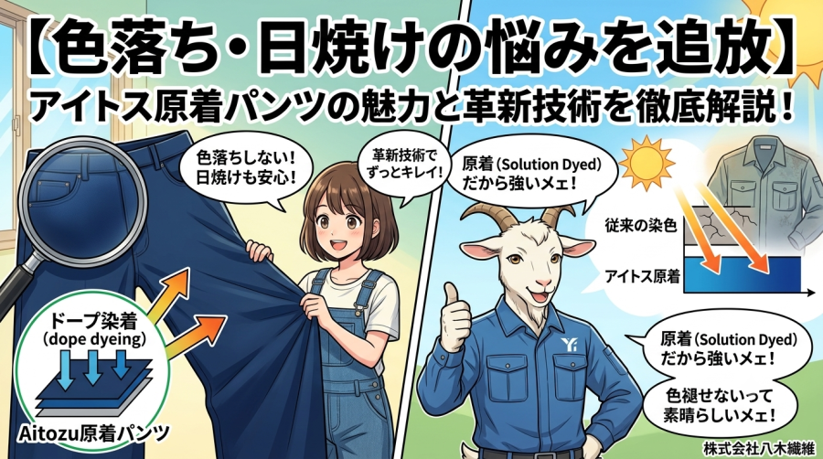 【色落ち・日焼けの悩みを追放】アイトス原着パンツの魅力と革新技術を徹底解説！