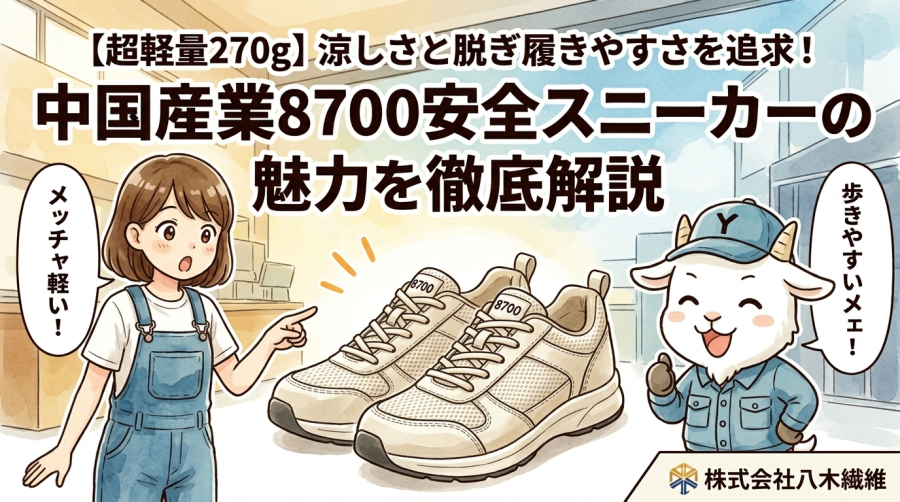 【超軽量270g】涼しさと脱ぎ履きやすさを追求！中国産業8700安全スニーカーの魅力を徹底解説