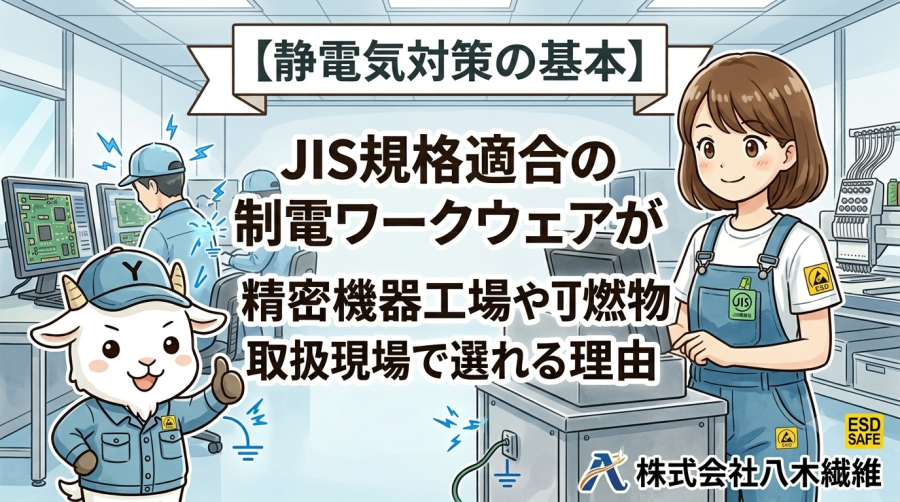 【静電気対策の基本】JIS規格適合の制電ワークウェアが精密機器工場や可燃物取扱現場で選ばれる理由