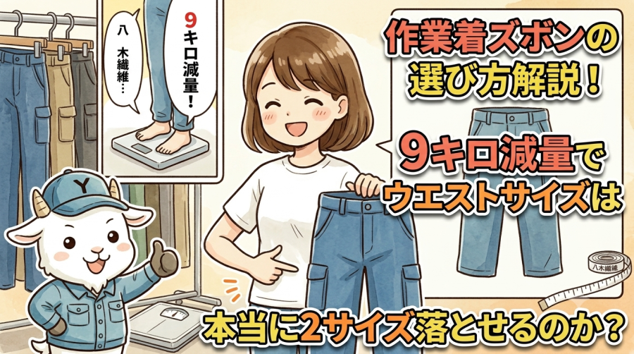 作業着ズボンの選び方解説！9キロ減量でウエストサイズは本当に2サイズ落とせるのか？