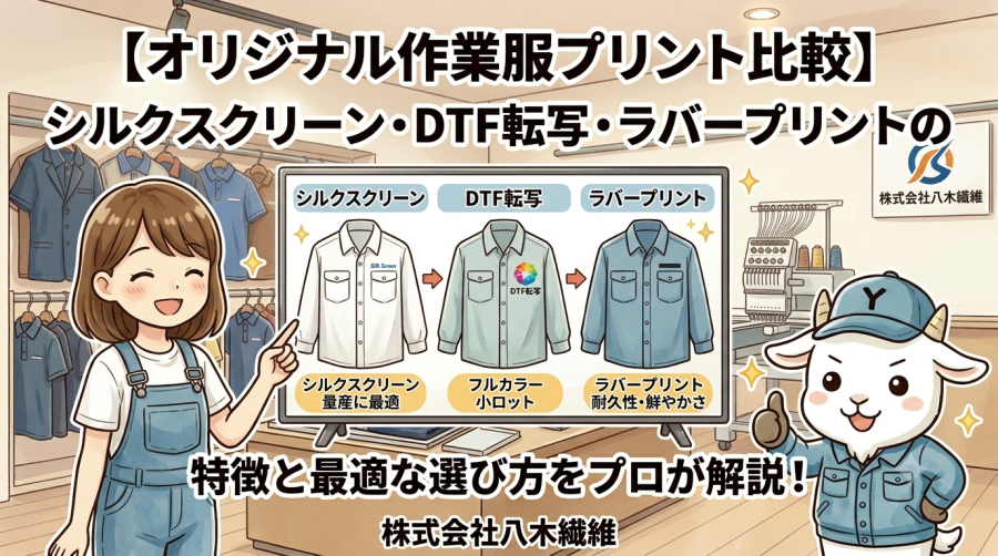 【オリジナル作業服プリント比較】シルクスクリーン・DTF転写・ラバープリントの特徴と最適な選び方をプロが解説！