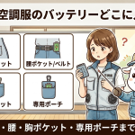【便利】空調服のバッテリーどこに入れる？内ポケット・腰・胸ポケット・専用ポーチまで徹底比較！
