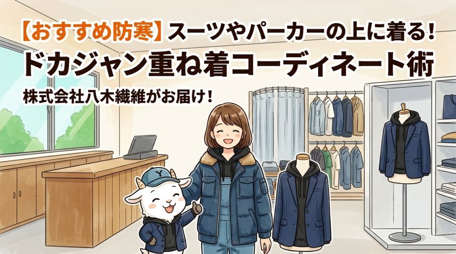 【おすすめ防寒】スーツやパーカーの上に着る！ドカジャン重ね着コーディネート術