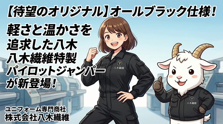 【待望のオリジナル】オールブラック仕様！軽さと温かさを追求した八木繊維特製パイロットジャンパーが新登場