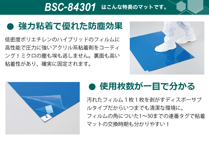 粘着マット シート 60×120cm 60枚層 BS クリーンルーム チリ ホコリ マット 倉庫 出入り口 工場用 強粘着 抗菌 業務用 業務